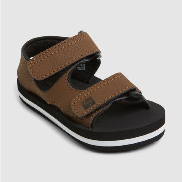 REEF Brown & Black Kid’s Velcro Sandals - Picture 1 of 8